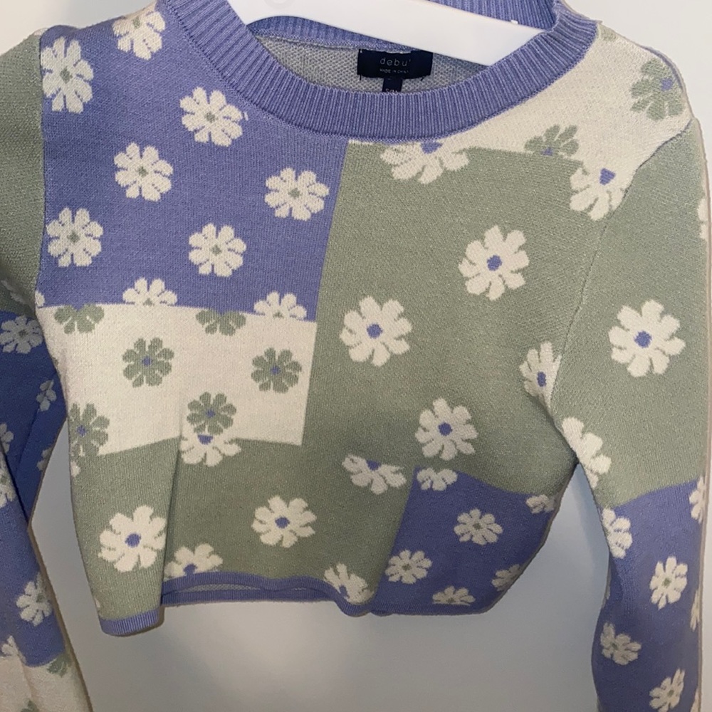 floral long sleeve crop top